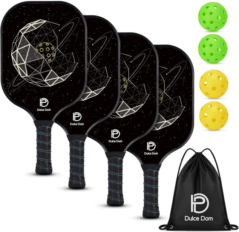 DULCE DOM Pickleball Paddles Set of 2/4 - USAPA Approved, 4 Indoor Outdoor Pickleball Balls, Fiberglass Surface Paddle Racket with Cover Bag, Ideal Training Equipment Gift for Men & Women - Image 1